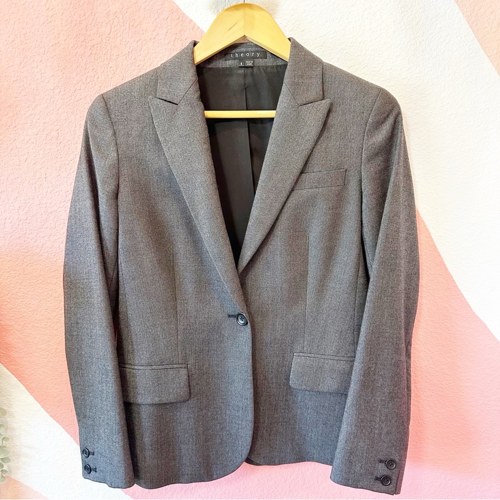 Theory Gabe B Shuffle Gray Single Button Blazer 6 - image 2